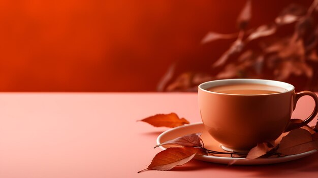 Pumpkin spice cup of tea stock photo cozy teatime autumn drink
