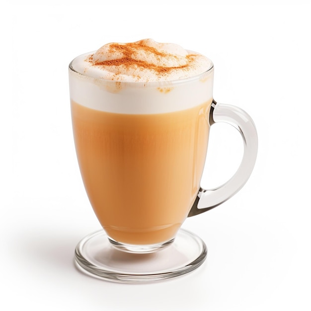 Foto pumpkin spice latte op een geïsoleerde witte achtergrond