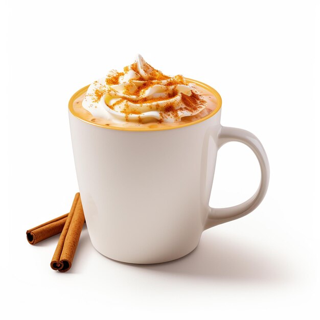 Foto pumpkin spice latte op een geïsoleerde witte achtergrond