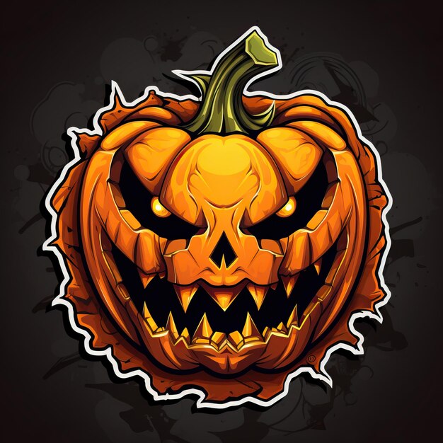 a pumpkin sticker clean black background professional vector high detail tshirt design