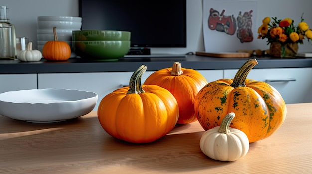 pumpkin on a surface in a modern utility room