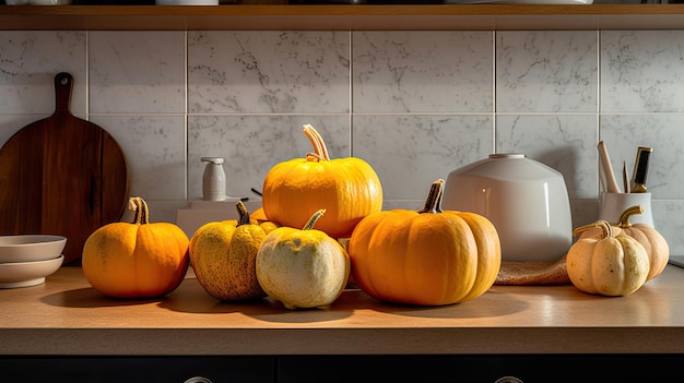 pumpkin on a surface in a modern utility room