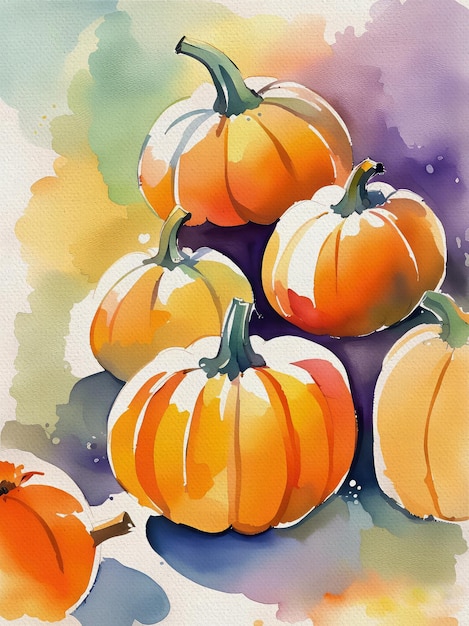 Pumpkin Watercolor Painting