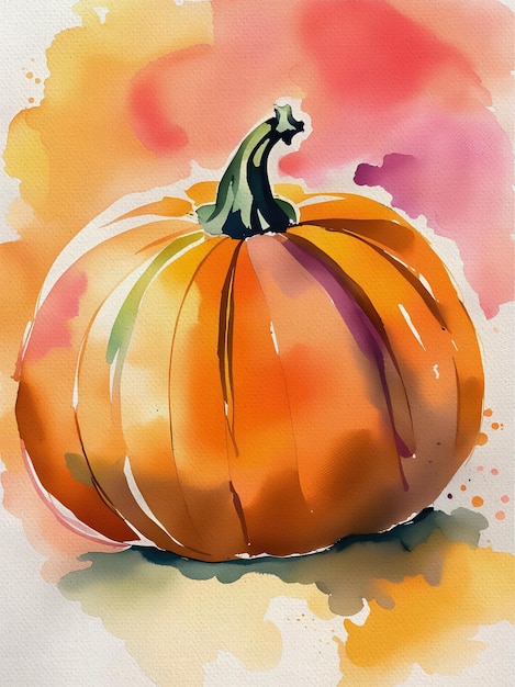 Photo pumpkin watercolor painting