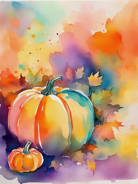 Pumpkin Watercolor Painting