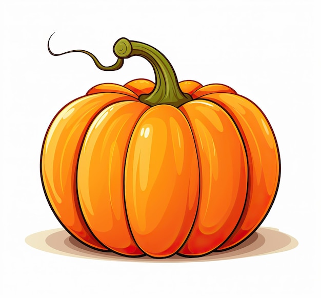 pumpkin on white background in the style of simplistic cartoon use of bright colors bold color