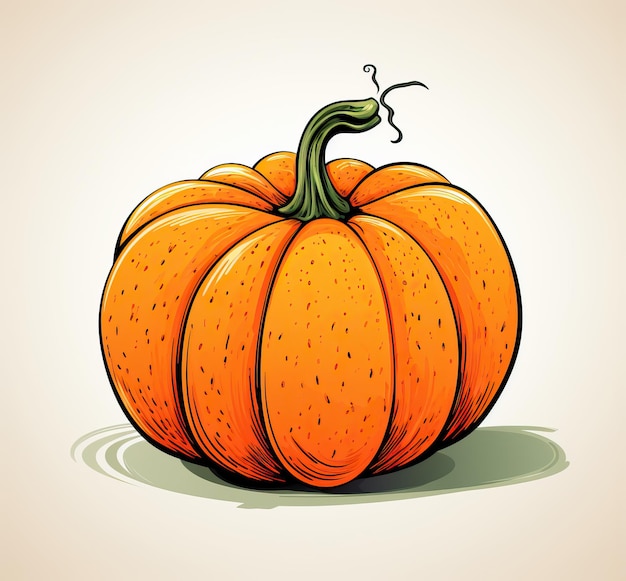 Photo pumpkin on white background in the style of simplistic cartoon use of bright colors bold color
