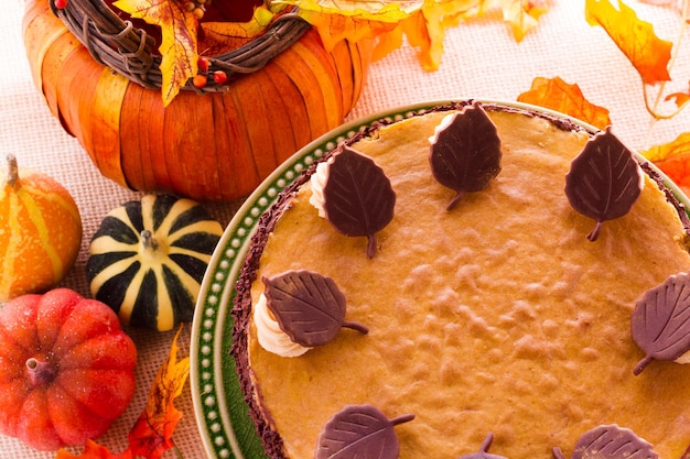 Pumpkin white chocolate cheesecake for thanksgiving