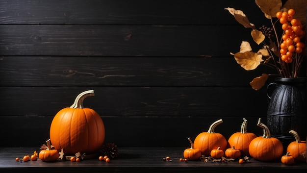 Photo pumpkin over white wooden table background backdrop with copy space