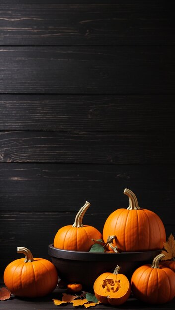 pumpkin over white wooden table background Backdrop with copy space