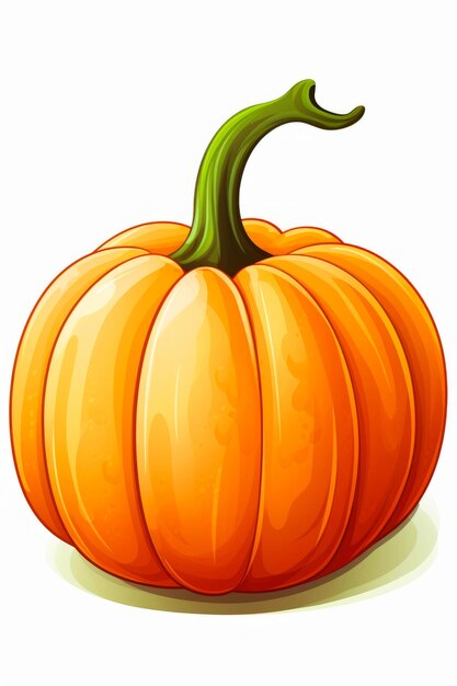 Photo pumpkin with green stem on white background illustration generative ai