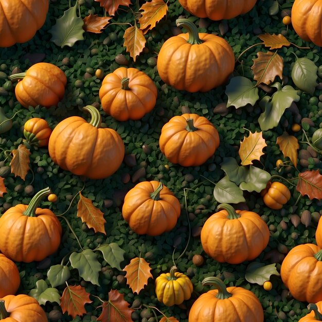 pumpkin with leaves and vines