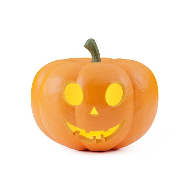 Photo pumpkin with scary face cut out round eyes orange color jack o lantern