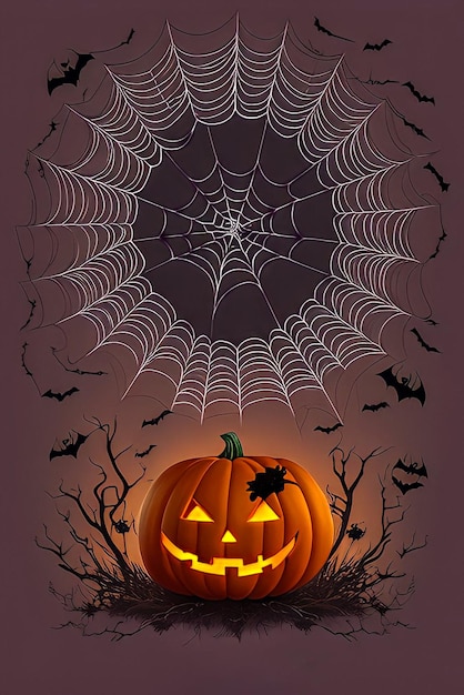 A pumpkin with a spider web on it