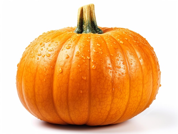 A pumpkin with water droplets on it