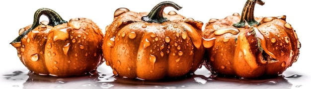 A pumpkin with water droplets on it