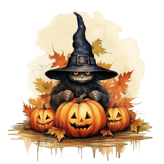 pumpkin with witch mask sitting on top Halloween poster and tshirt