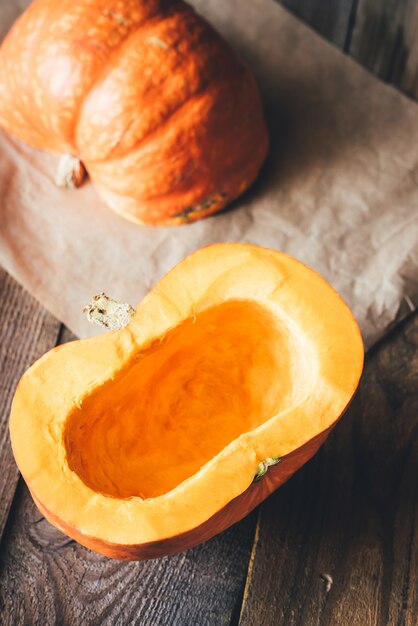 Pumpkin on the wooden surface