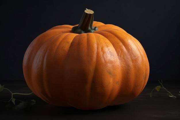 Pumpkin on the wooden table in the kitchen Halloween concept