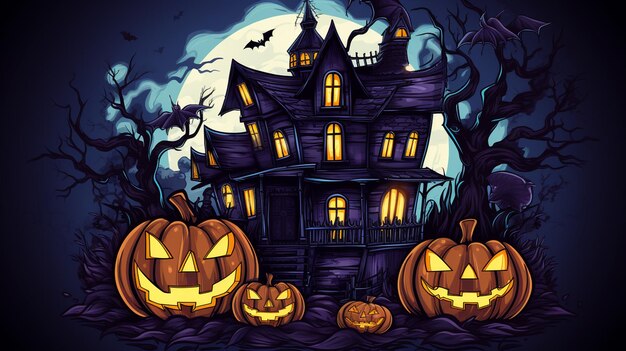 Pumpkin world of scary darknes covered by scary halloween land of dark fantasy unique ai art