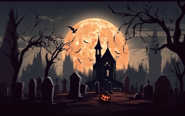 Pumpkin zombie Rising Out Of A Graveyard cemetery AI Generative AI