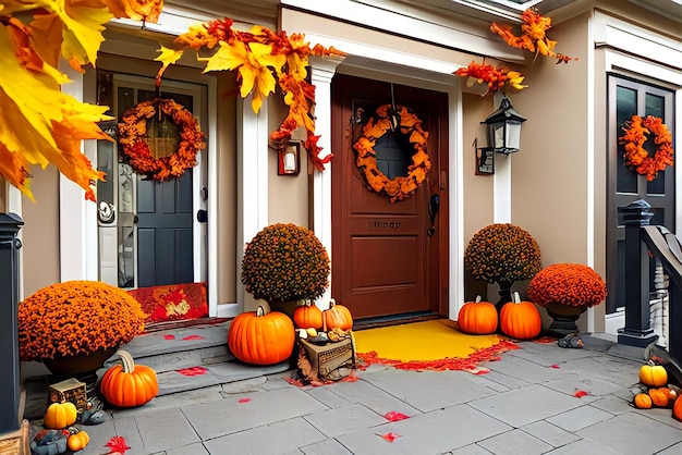 Pumpkins are a must for fall decorating the front door