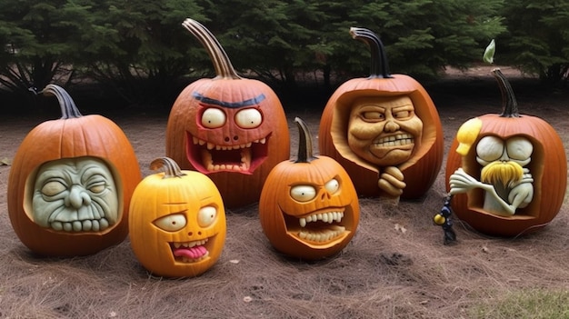 Photo pumpkins as comedic characters