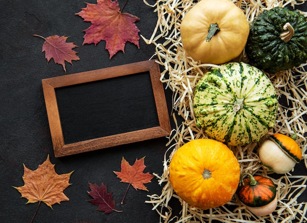 Pumpkins on a black background