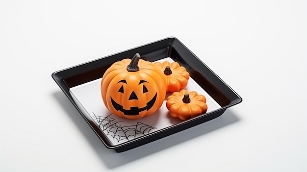 pumpkins on a black tray halloween