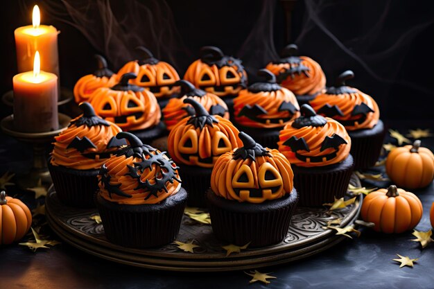 Pumpkins and cupcakes made for Halloween