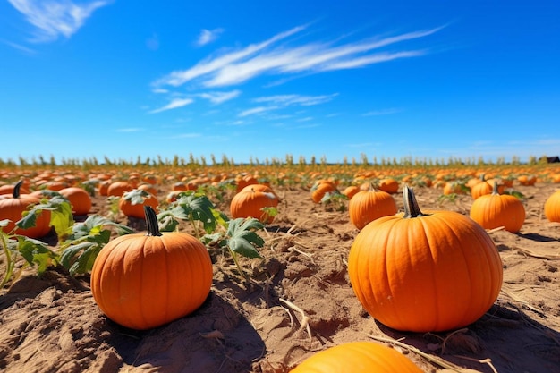 pumpkins in a field of pumpkins