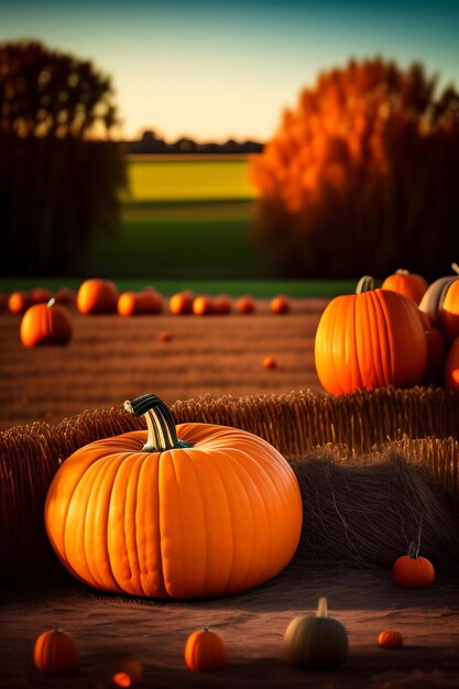 Pumpkins on a field