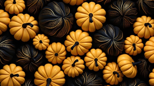 Pumpkins of multiple colors background