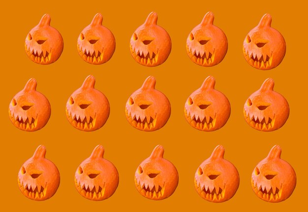 Pumpkins on orange background