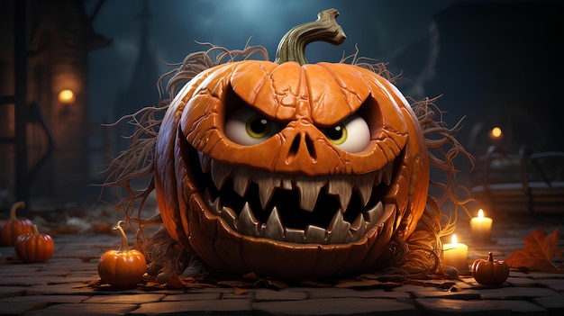 Pumpkins The Spooky Night Хэллоуинский фон, сгенерированный искусственным интеллектом