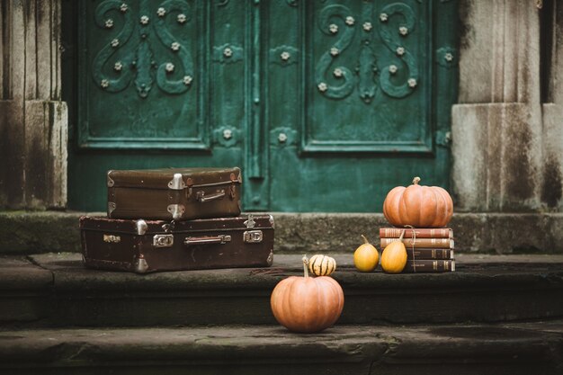 Pumpkins and travel bags