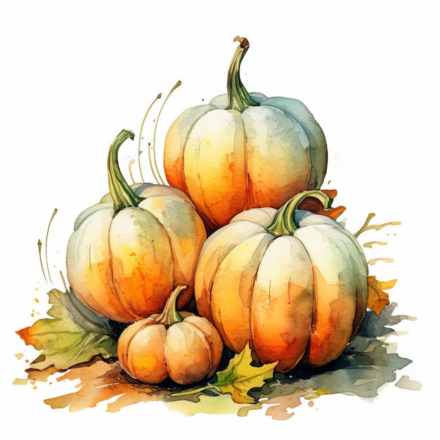 Pumpkins watercolor style Generative AI