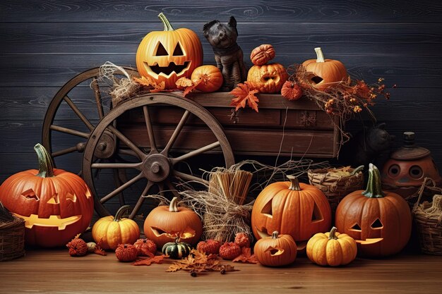 pumpkins with cute dog Halloween Happy Halloween Halloween art