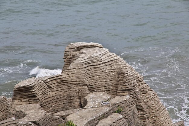 Punakaiki is pancake rocks on South island of New Zealand