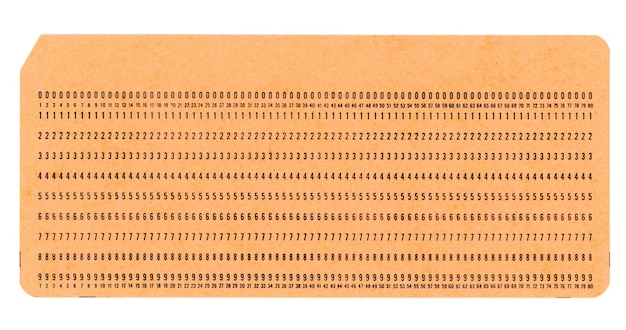 Punched card for programming