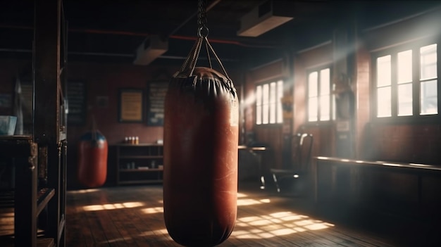 Punching bag on the gym Generative Ai