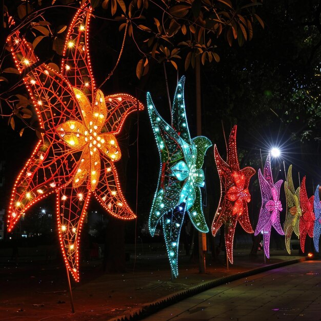 Photo pune city displays colorful aakash kandil lights for diwali