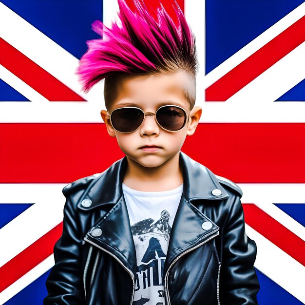 Punk boy against the backdrop of the UK