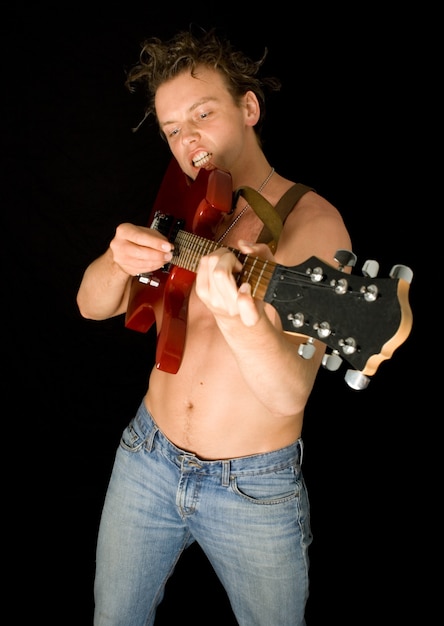 punk playing guitar