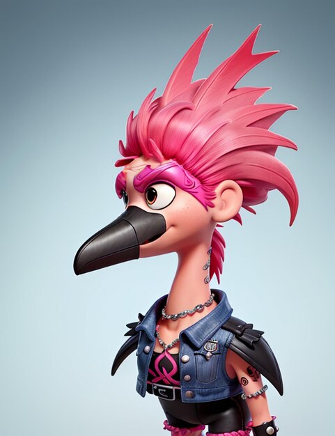 Foto punk rock flamingo met een mohawk