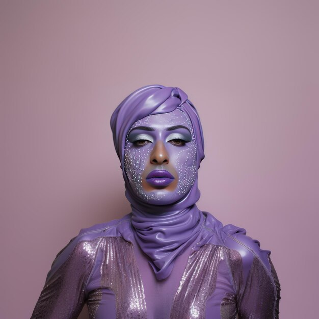 Punk Royalty Unleashed Leigh Bowery's Lilac Purple Androgynous Middle Eastern Goddess Portrait