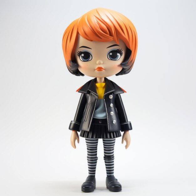 Photo punk style vinyl toy with orange hair limited edition collectible