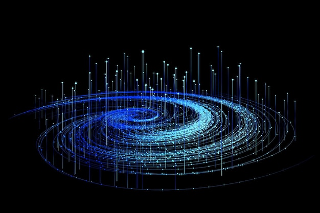 Punt en lijn emissie deeltje vortex big data communicatie technologie achtergrond