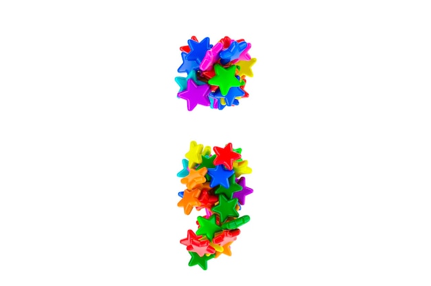 Puntkomma of punt en komma symbool van gekleurde sterren 3D-rendering
