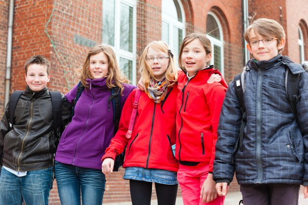 Pupils at schoolyard of their school